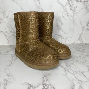 NEW UGG Kids' Classic II Glitter Leopard Boot Brown Chestnut 1112388K Size 13